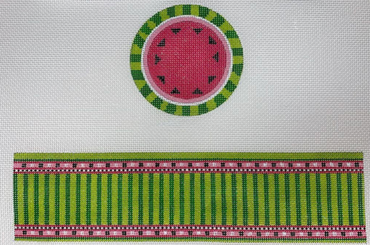 Funda Scully Watermelon Round Hinged Box Needlepoint Canvas