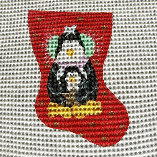 Gimmies Mother and Baby Penguin Mini Stocking Needlepoint Canvas