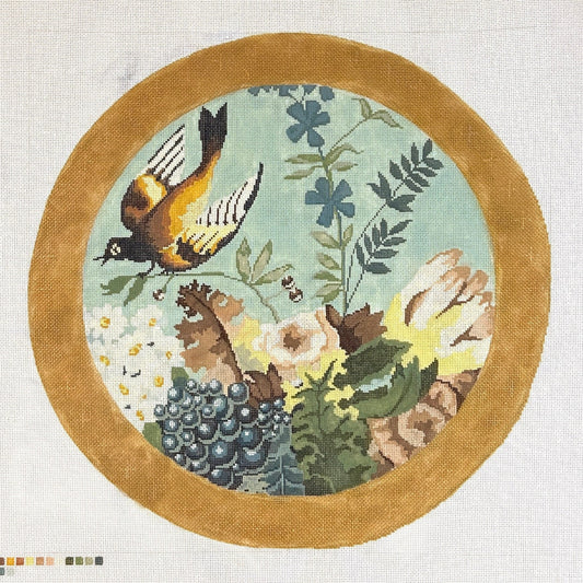 Goldfinch with Flowers Needlepoint Canvas