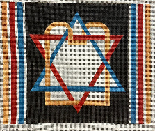 Gone Stitching Star of David & Tablets Striped Tallis Bag Needlepoint Canvas
