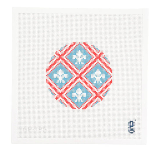 Goodpoint Needlepoint Fleur de Lis Round Needlepoint Canvas