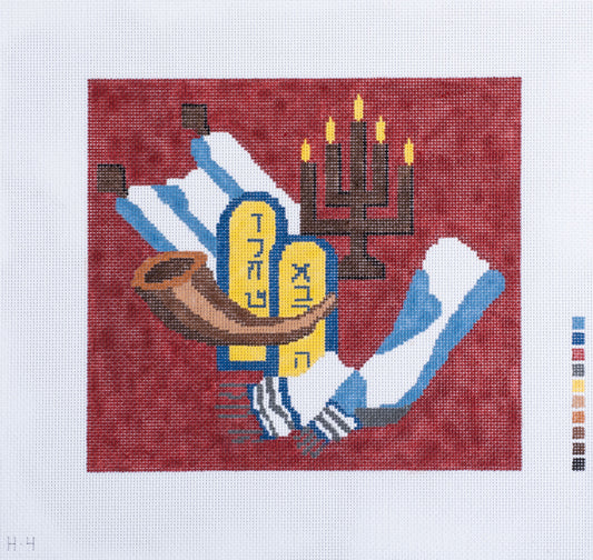Rittenhouse Needlepoint Five Judaic Objects Tallis Bag Needlepoint Canvas