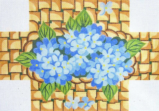 Silver Needle Hydrangea Brick Doorstop Needlepoint Canvas