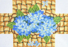 Silver Needle Hydrangea Brick Doorstop Needlepoint Canvas