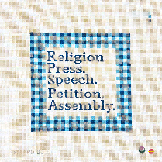 Saturnalia Stitching Thistle Pine Designs First Amendment Needlepoint Canvas