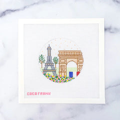 Coco Frank Paris Travel Round Needlepoint Canvas