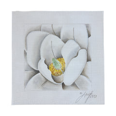 Leigh Designs White Magnolia Needlepoint Canvas