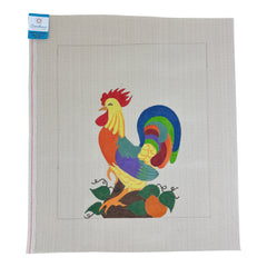 Sundance Designs Barbara Elmore Happy Rooster Needlepoint Canvas with Stitch Guide