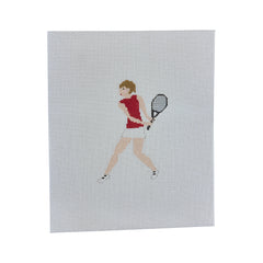 The Princess and Me Tennis Player in Red Needlepoint Canvas