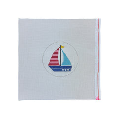 Sailboat with Striped Sail Needlepoint Canvas
