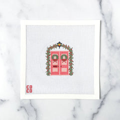 Coco Frank Pink Doors Round Needlepoint Canvas