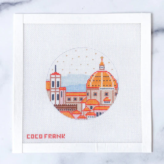 Coco Frank Florence Travel Round Needlepoint Canvas