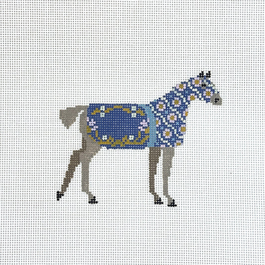 The Plum Stitchery Horse Collection - Blue Needlepoint Canvas