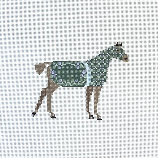 The Plum Stitchery Horse Collection - Green Needlepoint Canvas