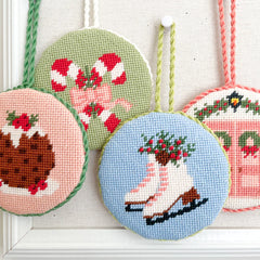 Coco Frank Ice Skates Round Needlepoint Canvas