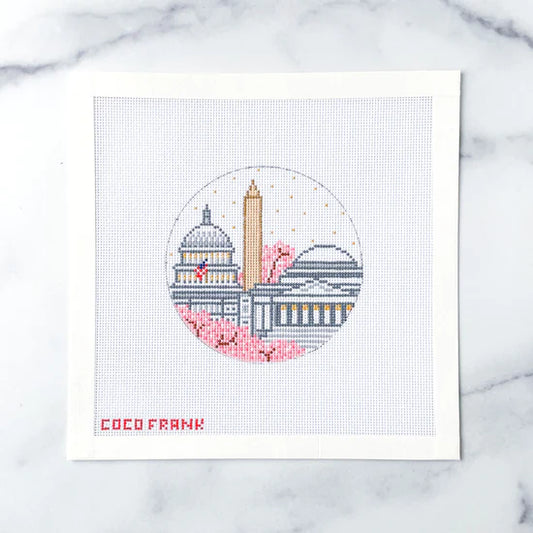 Coco Frank DC Round Travel Needlepoint Canvas