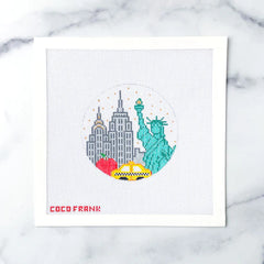 Coco Frank NYC Travel Round Needlepoint Canvas