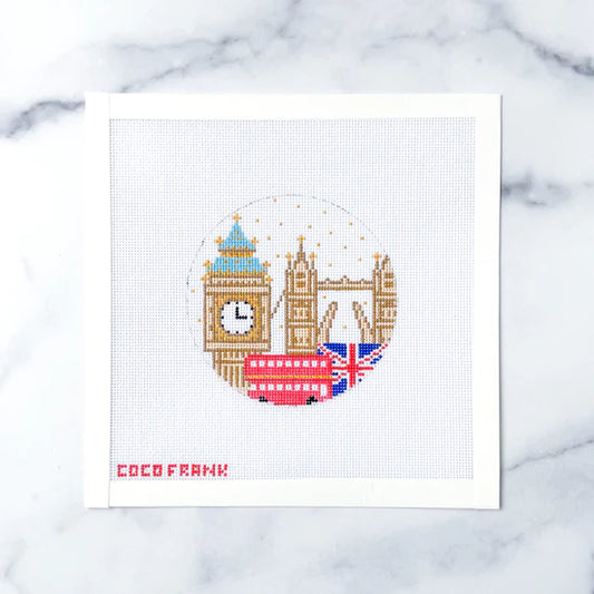Coco Frank London Travel Round Needlepoint Canvas