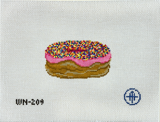 Wheelhaus Needlepoint It's Sprinkles Donut Needlepoint Canvas - Strawberry