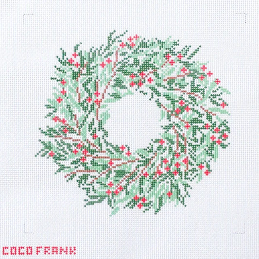Coco Frank Winter Wreath Needlepoint Canvas