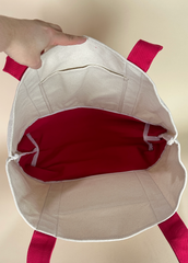 Planet Earth Large Cotton Canvas Self Finishing Tote Bag - Red