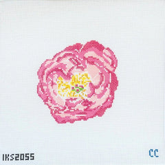 Initial K Studio Catherine Cartie Calligraphy Pink Peony Ornament Needlepoint Canvas