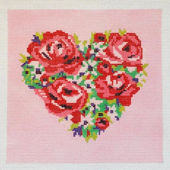 Initial K Studio Large Flower Heart Canvas Needlepoint Canvas