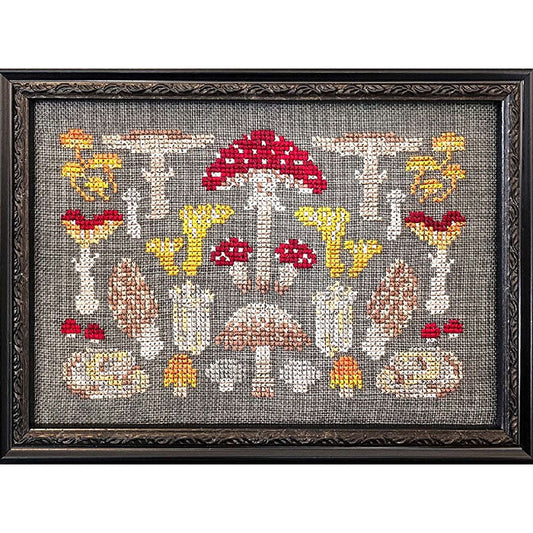 Ink Circles Arranging Mushrooms Cross Stitch Pattern