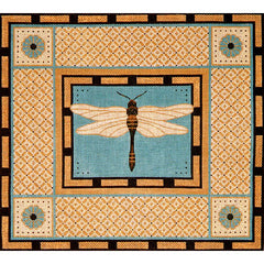 JP Needlepoint Dragonfly on Blue and Gold Needlepoint Canvas