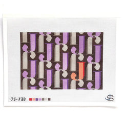 Jeni Sandberg Needlepoint J Letter Clutch Lavender and Brown Needlepoint Canvas