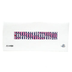 Jeni Sandberg Needlepoint M Letter Pink and Blue Key Fob Needlepoint Canvas