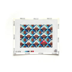 Jeni Sandberg Needlepoint A Letter Clutch Needlepoint Canvas - Blue Pyramid