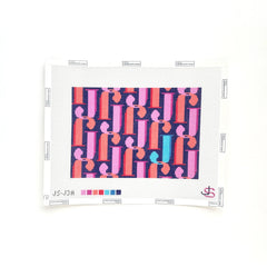 Jeni Sandberg Needlepoint J Letter Clutch Needlepoint Canvas - Purple and Orange