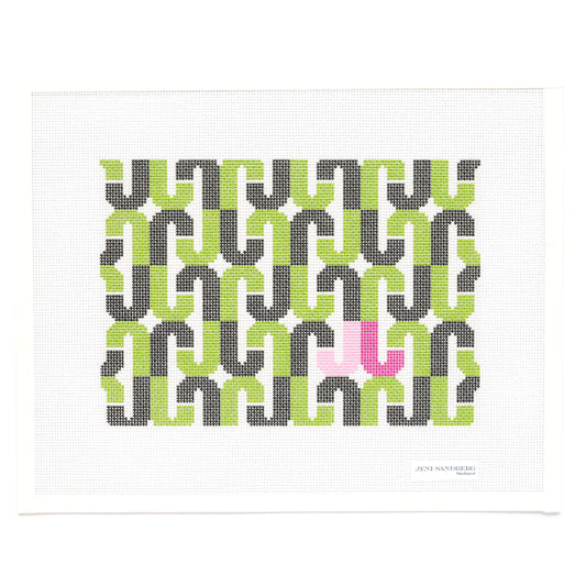 Jeni Sandberg Needlepoint Letter Clutch Purse Needlepoint Canvas - J Green