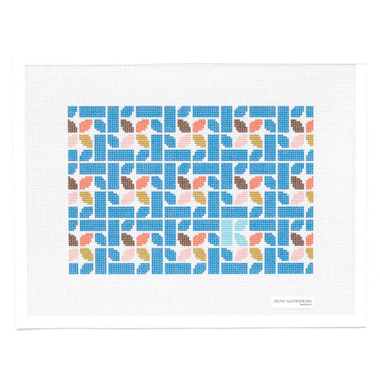 Jeni Sandberg Needlepoint Letter Clutch Purse Needlepoint Canvas - K Blue