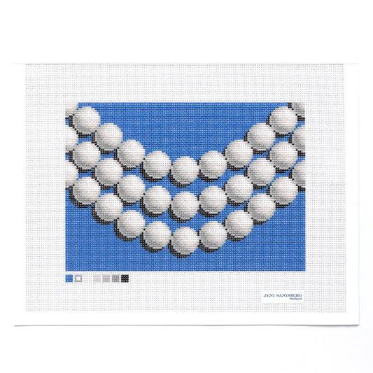 Jeni Sandberg Needlepoint Pearl Clutch Purse Needlepoint Canvas - Blue