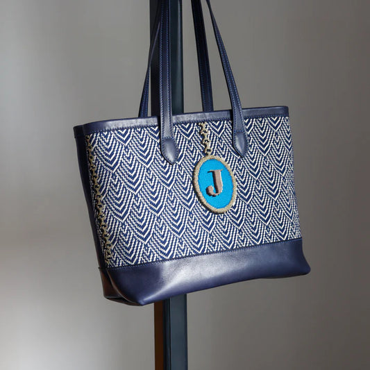 Jeni Sandberg Needlepoint Pendant Tote Bag Needlepoint Canvas - Blue
