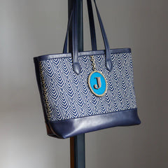 Jeni Sandberg Needlepoint Pendant Tote Bag Needlepoint Canvas - Blue
