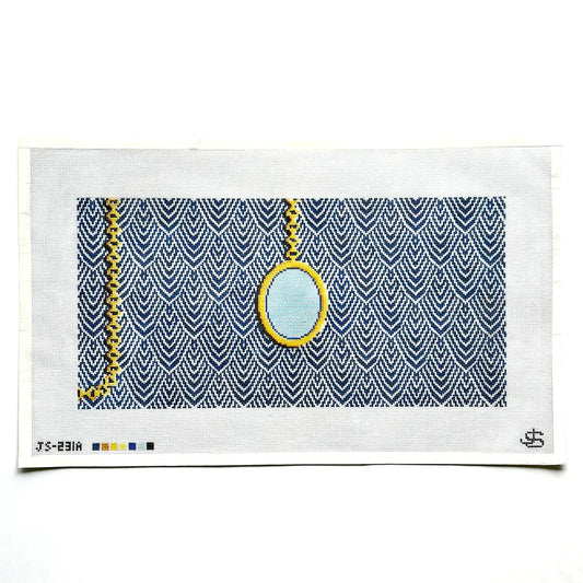 Jeni Sandberg Needlepoint Pendant Tote Bag Needlepoint Canvas - Blue
