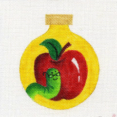 Jody Designs Apple and Bookworm Bauble Ornament Needlepoint Canvas