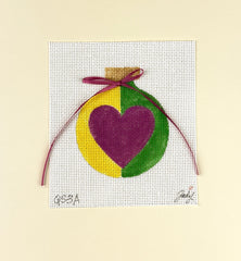 Jody Designs Heart on Yellow and Green Bauble Ornament Needlepoint Canvas