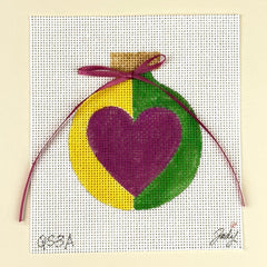 Jody Designs Heart on Yellow and Green Bauble Ornament Needlepoint Canvas