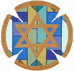 Judaic Designs by Tonya Geometric Background Yarmulke Needlepoint Canvas