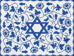 Judaic Designs by Tonya Vine Floral Blue Tallis Bag Needlepoint Canvas