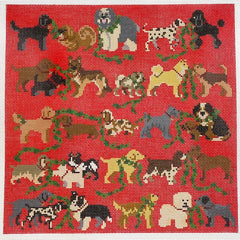 KCN Designers Dog the Halls Needlepoint Canvas