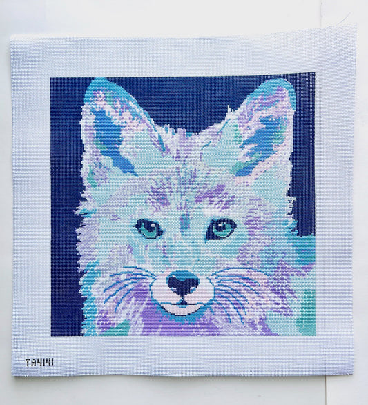 KCN Designers Fox on Blue Needlepoint Canvas