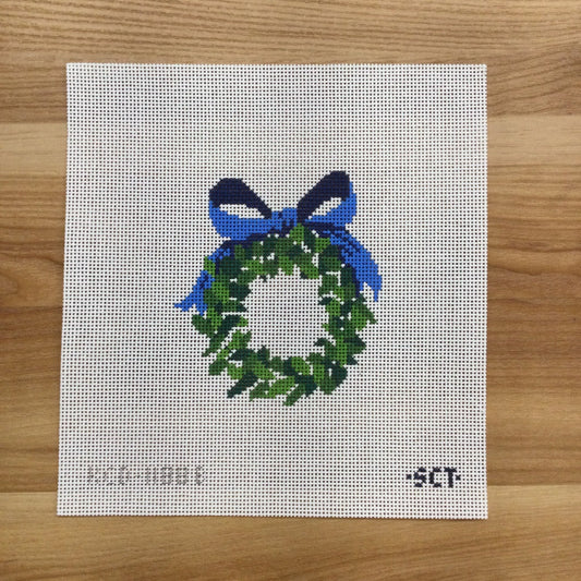 KCN Designers Monogrammable Wreath Needlepoint Canvas - Blue