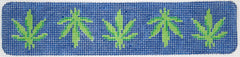 Kate Dickerson Needlepoint Collections Weed Leaves Cuff in Navy and Green Needlepoint Canvas