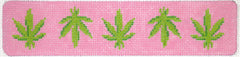 Kate Dickerson Needlepoint Collections Weed Leaves Cuff in Pink and Green Needlepoint Canvas