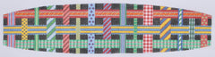 Kate Dickerson Needlepoint Collections Woven Ribbons Cummerbund in Bright Colors on Black Needlepoint Canvas